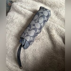 Coach Gray Signature C Compact Folding Umbrella